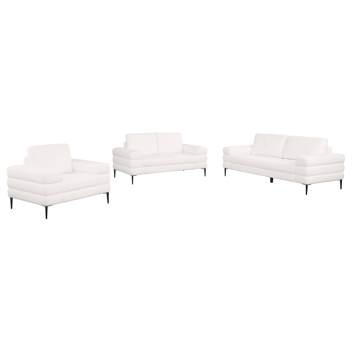 Coaster Home Furnishings Jessel 3-Piece Chenille Upholstered Sofa Set Ivory