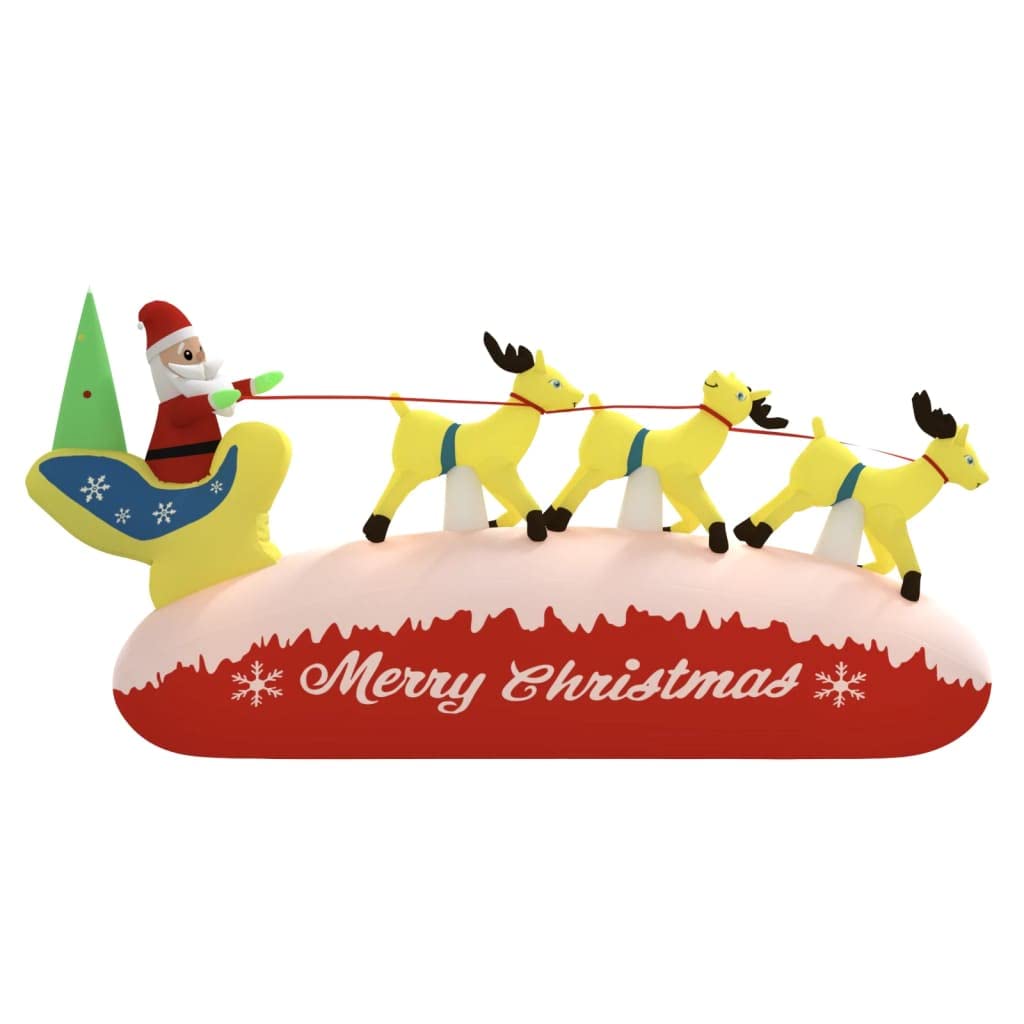 vidaXL Outdoor Christmas Inflatable Decoration - Vibrant Santa and Reindeer Display with Built-in LED Lights - Weather-Resistant Oxford Fabric with PU Coating - Quick Inflation for Easy Setup
