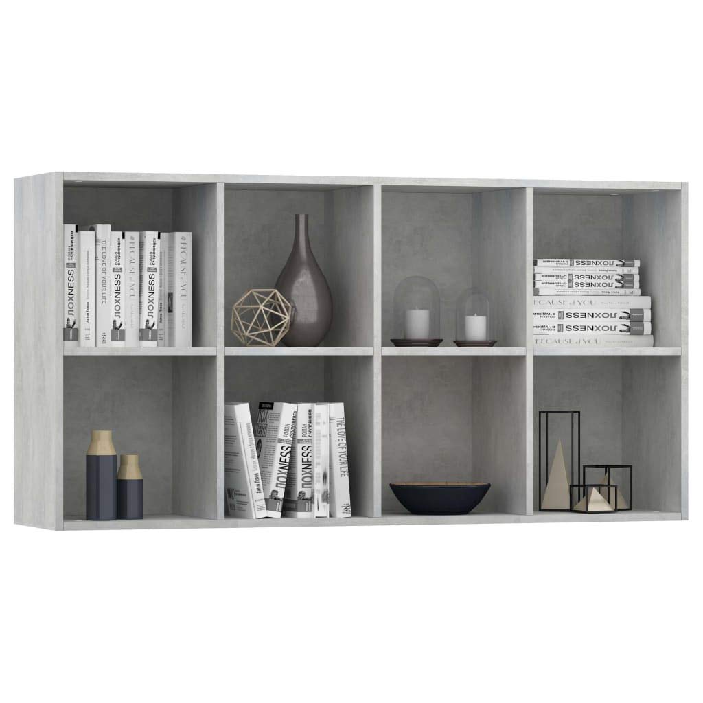 vidaXL Book Cabinet, Sideboard Bookshelf, Wall Bookcase for Office Living Room, Decorative Standing Shelves, Modern, Concrete Gray Engineered Wood