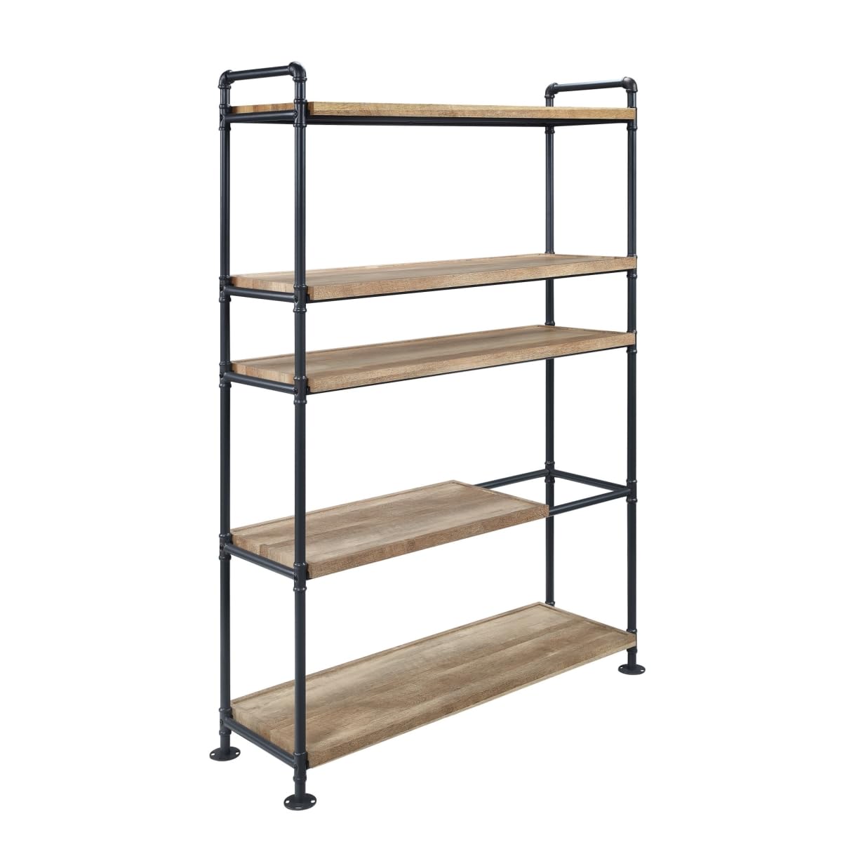 HomeRoots 486321 65 in. Brown & Black Metal Five Tier Etagere Bookcase