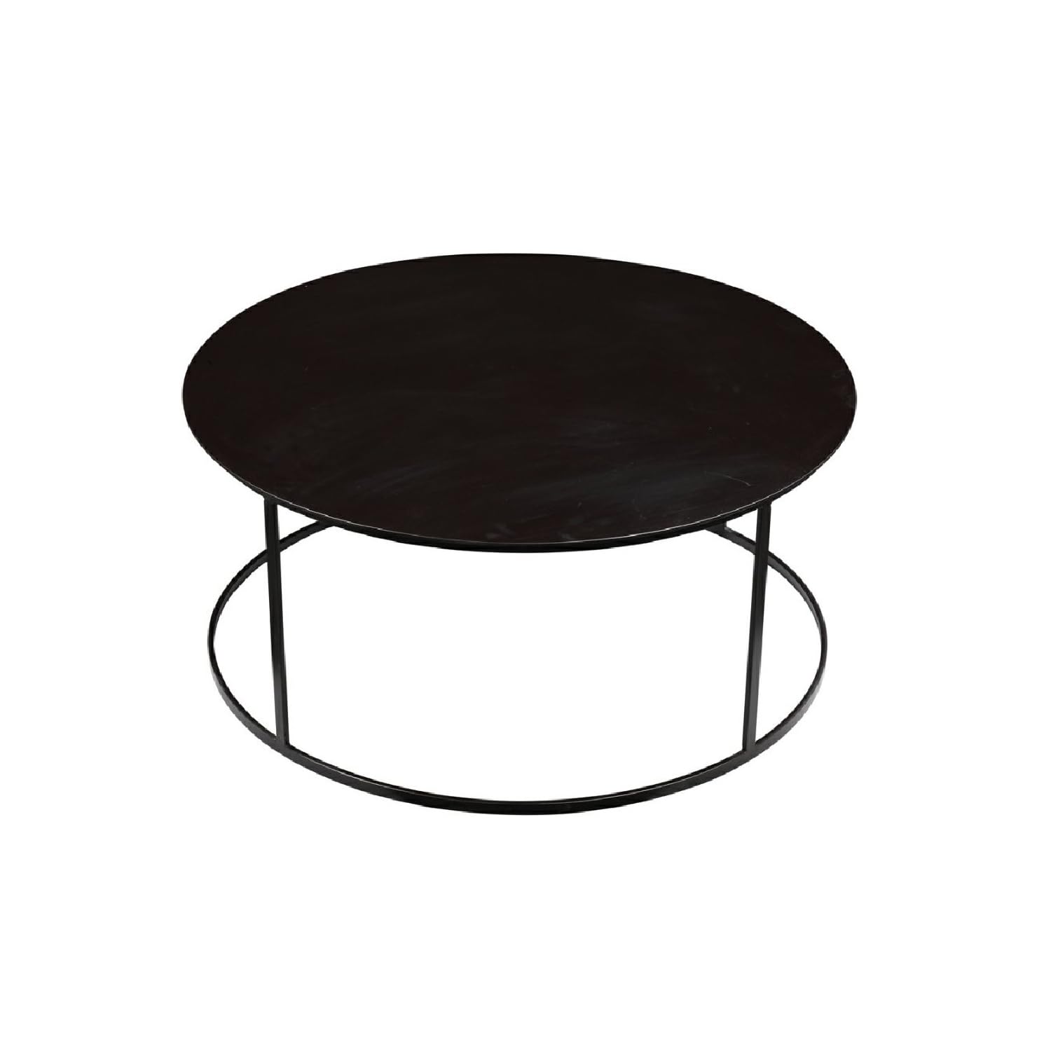 Benjara Round Metal Frame Side Table With Tubular Legs, Brown