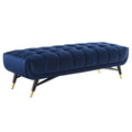 Modway Eei-4241 Adept 60" Performance Velvet Bench In Midnight Blue, 60 Inches
