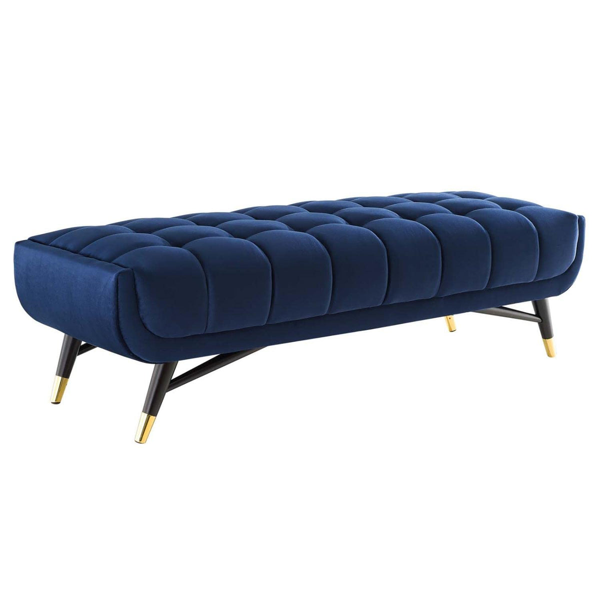 Modway Eei-4241 Adept 60&quot; Performance Velvet Bench In Midnight Blue, 60 Inches