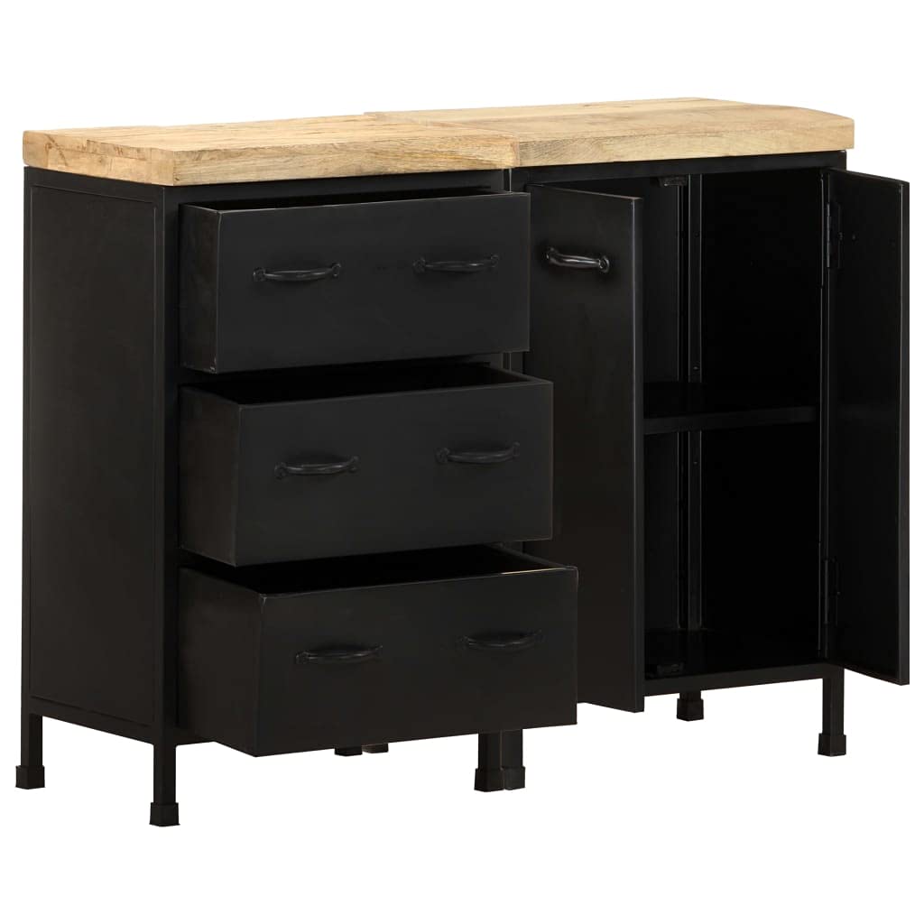vidaXL Rough Mango Wood Sideboard with 3 Drawers and 2 Doors Storage Side Cabinet Home Organizer Interior Living Room Hallway Office Wooden