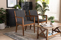 Baxton Studio Theresa Mid-Century Modern Dark Grey Fabric Upholstered and Walnut Brown Finished Wood Living Room Accent Chair