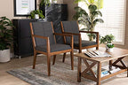 Baxton Studio Theresa Mid-Century Modern Dark Grey Fabric Upholstered and Walnut Brown Finished Wood Living Room Accent Chair