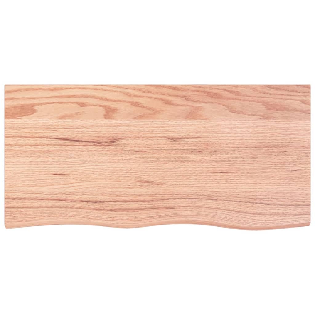 vidaXL Solid Oak Wood Wall Shelf - Light Brown Rustic Style Handmade Live Edge Shelf with Durable Varnished Finish - Versatile Use as Desk, Cabinet, Table Top