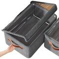 YOGESHWAR CREATION 26L Foldable Storage Box with Lid, Clothes Storage Basket with Handles, Durable Fabric Organizer Bin for Clot
