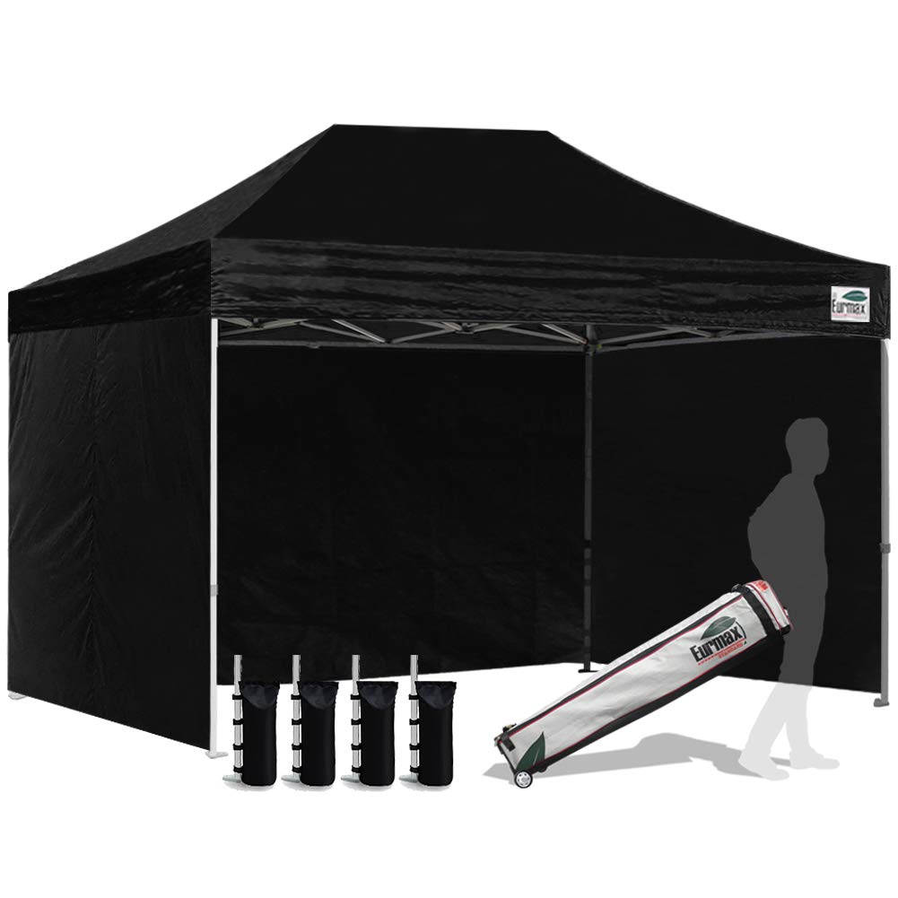 Eurmax USA 8 x12  Pop-up Canopy Tent Commercial Instant Canopies with 4 Removable Zipper End Side Walls and Roller Bag, Bonus 
