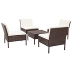 vidaXL 5-Piece Patio Sofa Set with Poly Rattan Brown Cushions - Durable and Weather-Resistant Outdoor Lounge Set Chair-Sofa, Versatile Layouts, Comfortable Seating, Lightweight and Easy to Move