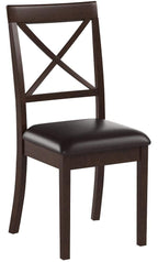 East West Furniture BOC-CAP-LC Boston Dining Chairs - Faux Leather Upholstered Solid Wood Chairs, Set of 2, Cappuccino
