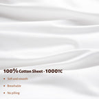 Shilucheng 100% Egyptian Cotton Sheets Set - 1000 Thread Count,Luxury Cotton Bed Sheets,Breathable & Cooling Bedding And Pillow Cases, 16 Inch Deep Pocket - 4 Piece (White, Full)