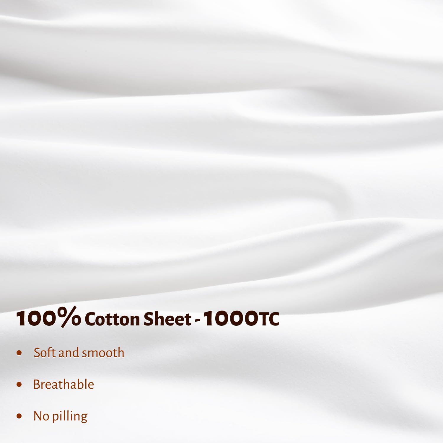 Shilucheng 100% Egyptian Cotton Sheets Set - 1000 Thread Count,Luxury Cotton Bed Sheets,Breathable & Cooling Bedding And Pillow Cases, 16 Inch Deep Pocket - 4 Piece (White, Full)