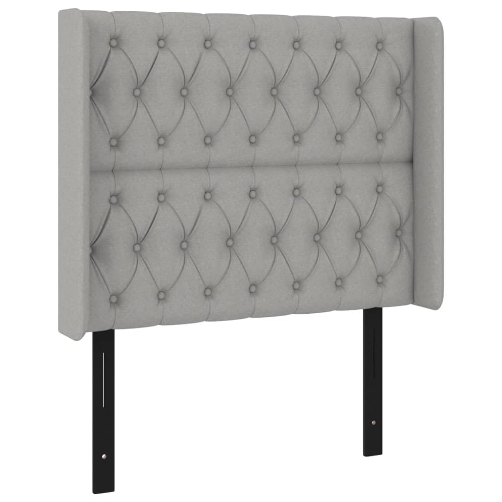 vidaXL LED Headboard, Upholstered Headboard for Bed Home, Bed Headboard with LED Light, Bedroom Furniture, Light Gray 40.6&quot;x6.3&quot;x46.5&quot;/50.4&quot; Fabric