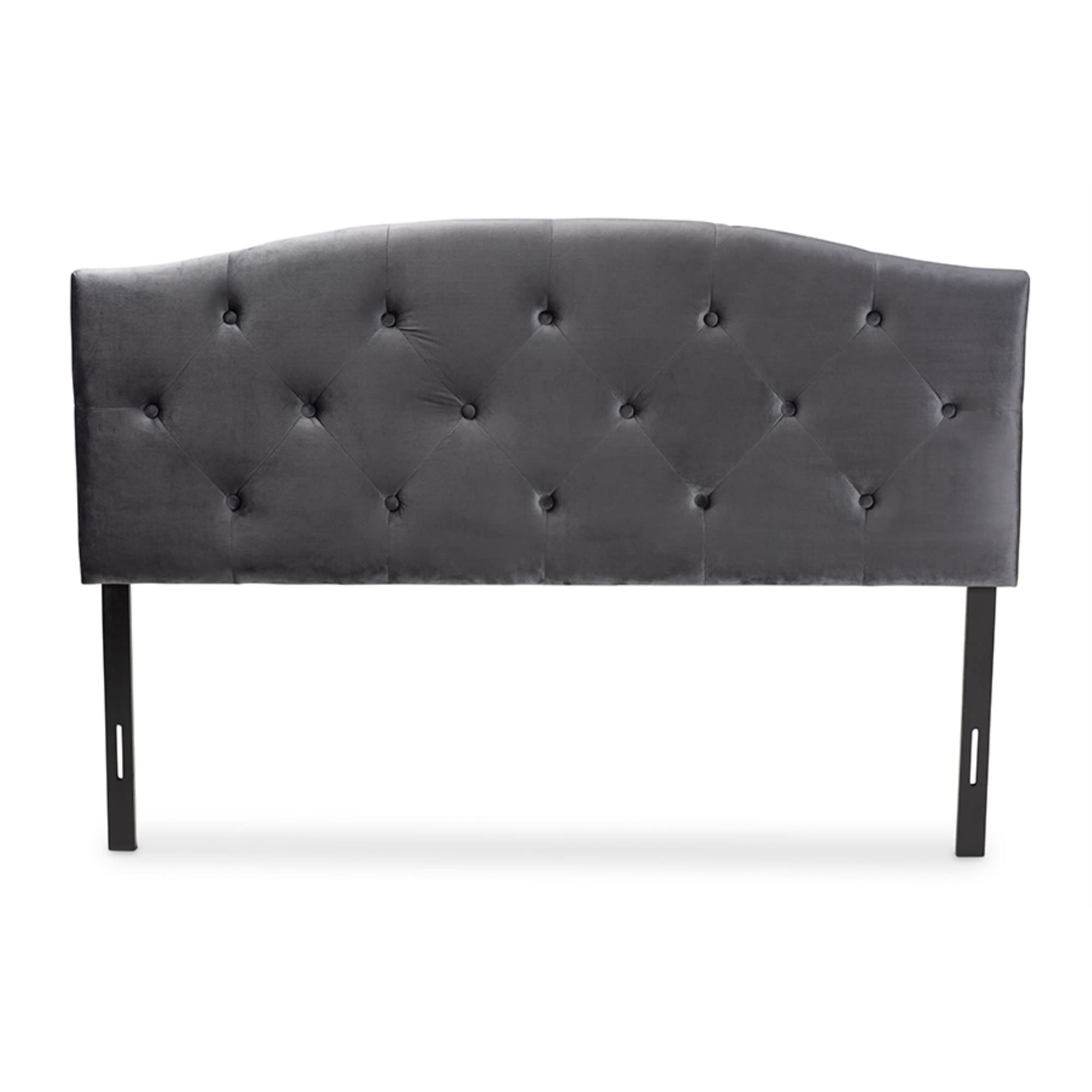 Baxton Studio Leone Modern and Contemporary Grey Velvet Fabric Upholstered Queen Size Headboard