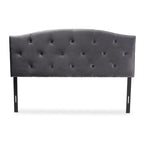 Baxton Studio Leone Grey Velvet Fabric Upholstered Full Size Headboard, Grey/Dark Brown