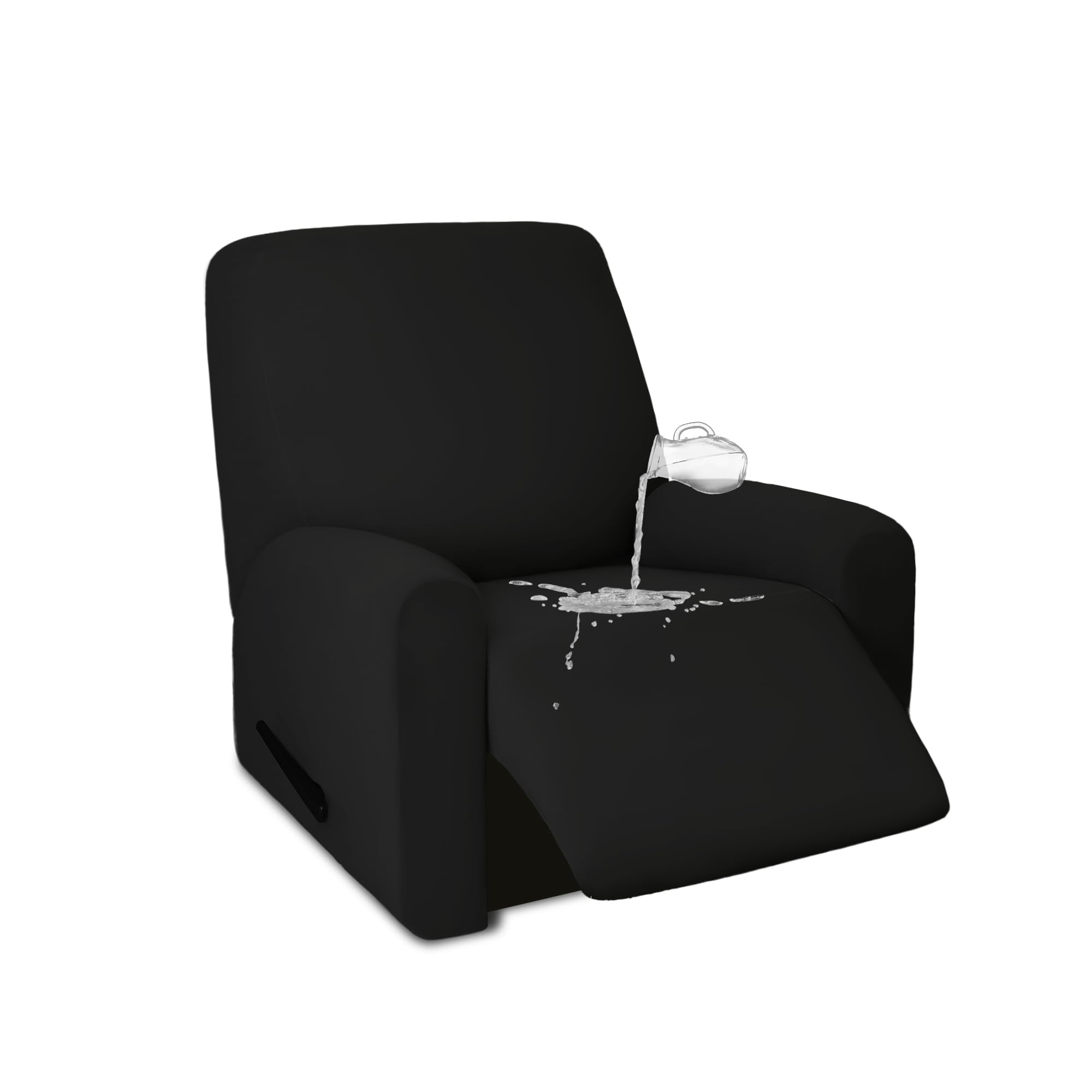 Purefit 100% Dual Waterproof Couch Cover Slipcovers For Couches And Sofas - Stretch Non Slip Fleece Sofa Covers Washable, Leakproof Furniture Protector For Kids, Pets, Dog (Recliner, Black)