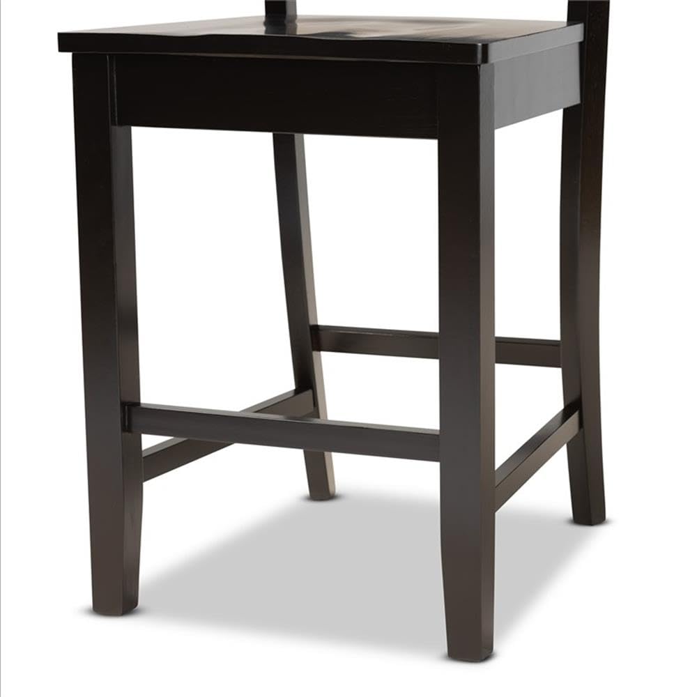 Baxton Studio Nicolette Modern and Contemporary Transitional Dark Brown Finished Wood 2-Piece Counter Stool Set