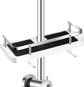 JIGVA Punch Free Hanging Shower Organizer for Shower Rod, Adjustable White Square Shower Shelf Bath Caddy Storage Rack for Shamp