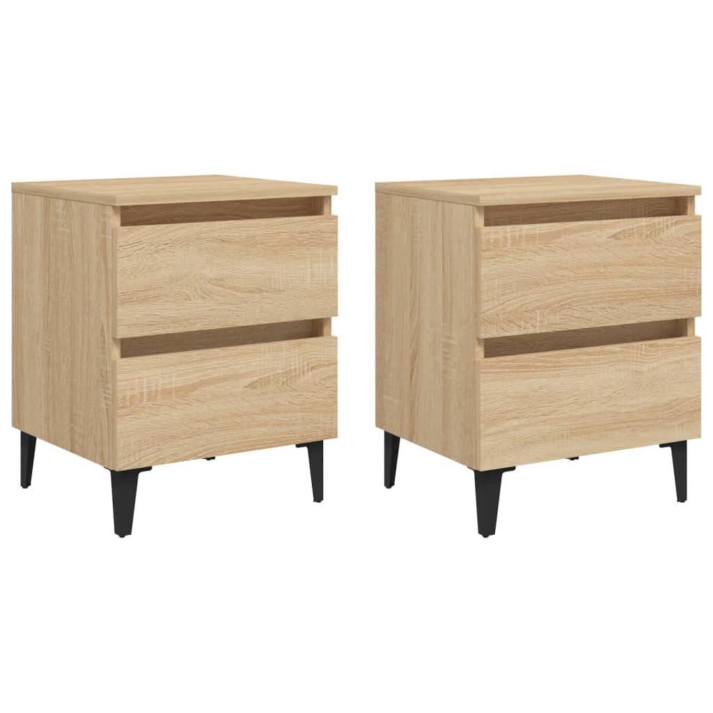 vidaXL Industrial Design Bed Cabinets with Drawers, Sonoma Oak, Made of Engineered Wood, 15.7&quot;x13.8&quot;x19.7&quot; Dimensions