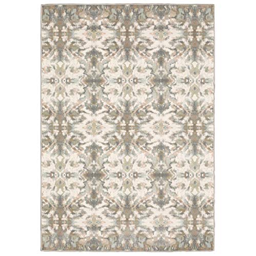 HomeRoots 9' X 12' Ivory Gray Abstract Ikat Indoor Area Rug