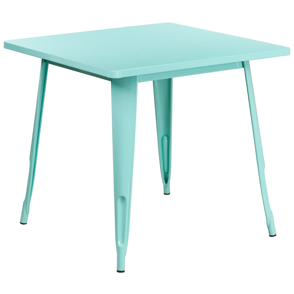 Flash Furniture Felix Commercial Grade 31.5" Square Mint Green Metal Indoor-Outdoor Table