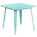 Flash Furniture Felix Commercial Grade 31.5" Square Mint Green Metal Indoor-Outdoor Table