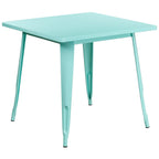 Flash Furniture Felix Commercial Grade 31.5" Square Mint Green Metal Indoor-Outdoor Table