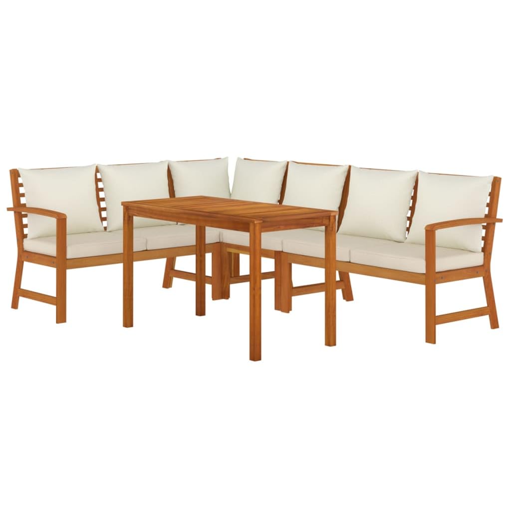 vidaXL 5 Piece Patio Dining Set with Cushions Solid Wood Acacia