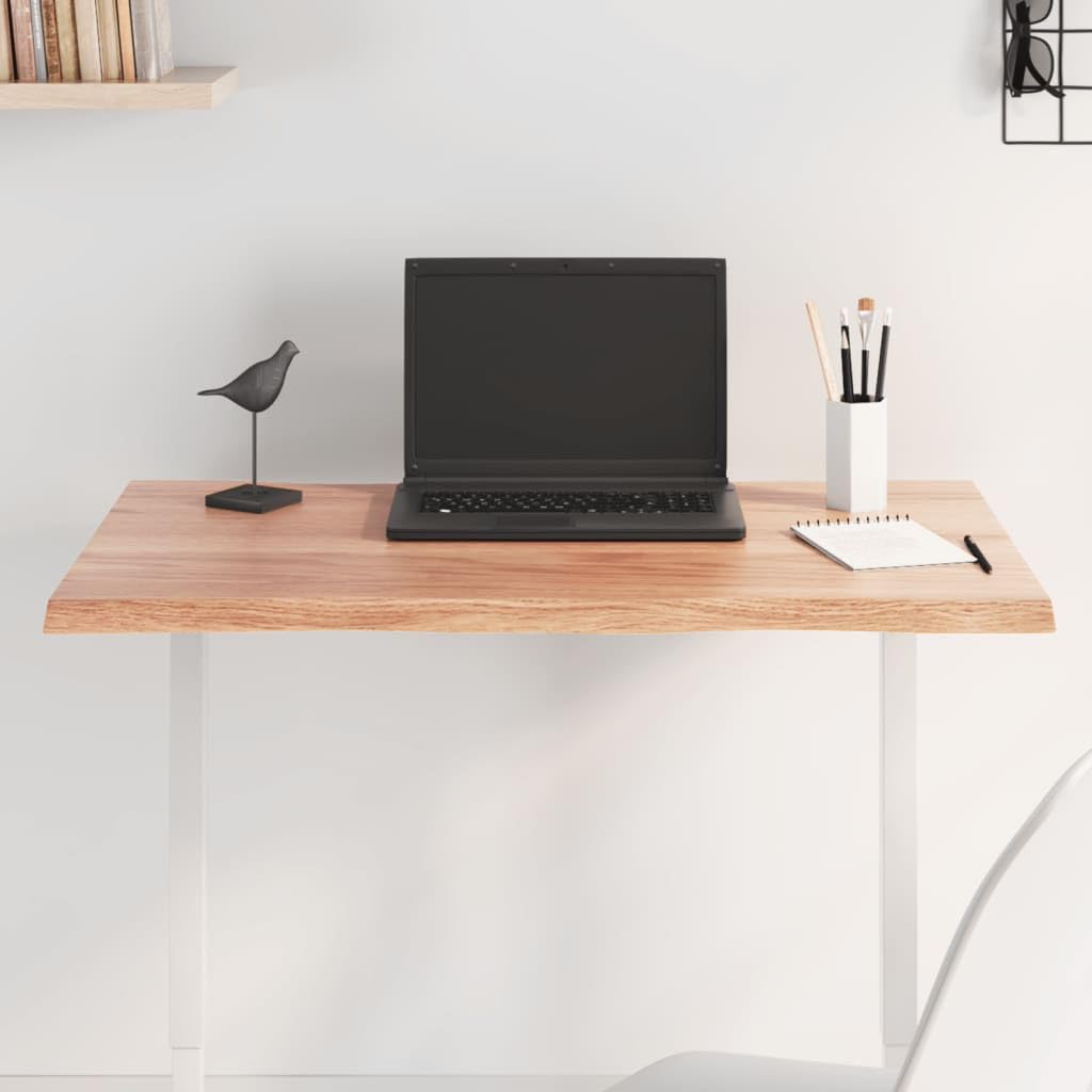 vidaXL Solid Oak Wood Table Top - Light Brown, Live Edge, Treated Surface, for Home and Commercial Use, Handcrafted - 31.5"x19.7"x0.8"