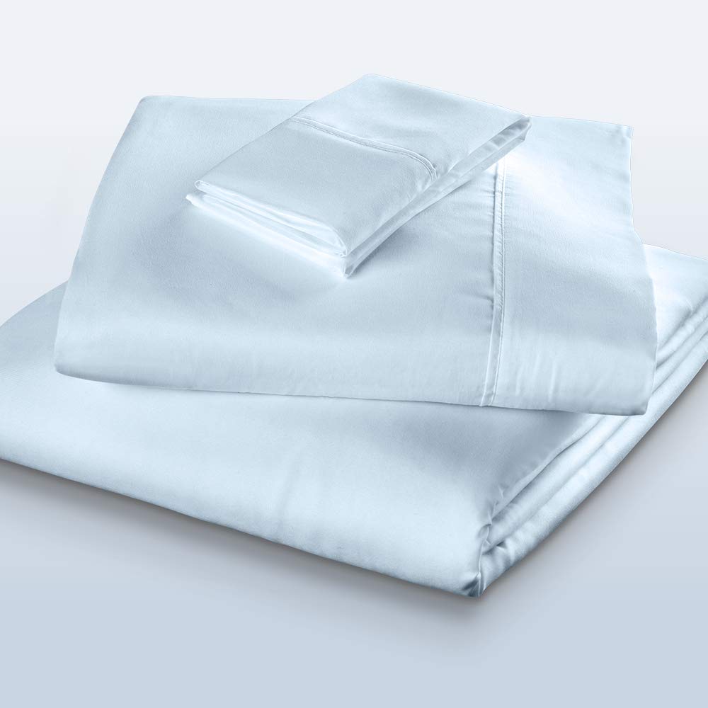 Fabrictech International 100% Cotton 4-Piece Sheet Set, Enveloping Pillowcases, King, Light Blue (PCSCTN-K-BL)