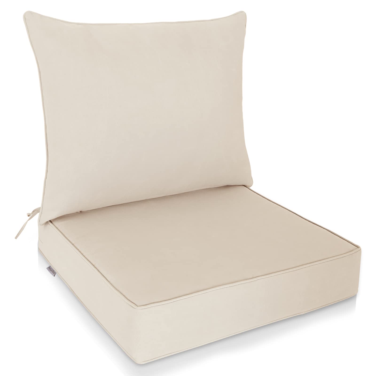 Eagle Peak Outdoor Deep Seat Patio Seat Cushion Set, 25 X 25 X 5 Inch, 2-Piece Back Chair Cushion, Set Of 1, Beige