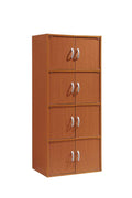 Hodedah 4-Shelf, 8-Door Cabinet Bookcase, Cherry