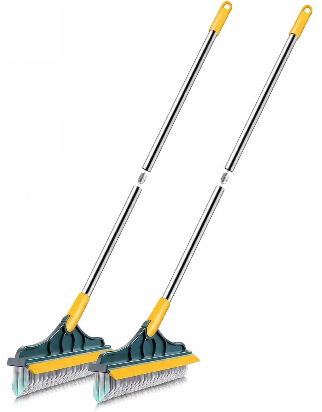 VYOOx 2 in 1 180 Rotating Long Handle Floor Cleaning Brush with Wiper | VShape Crevice Tile Scrubber & Gap,Grout,Floor & Kitche