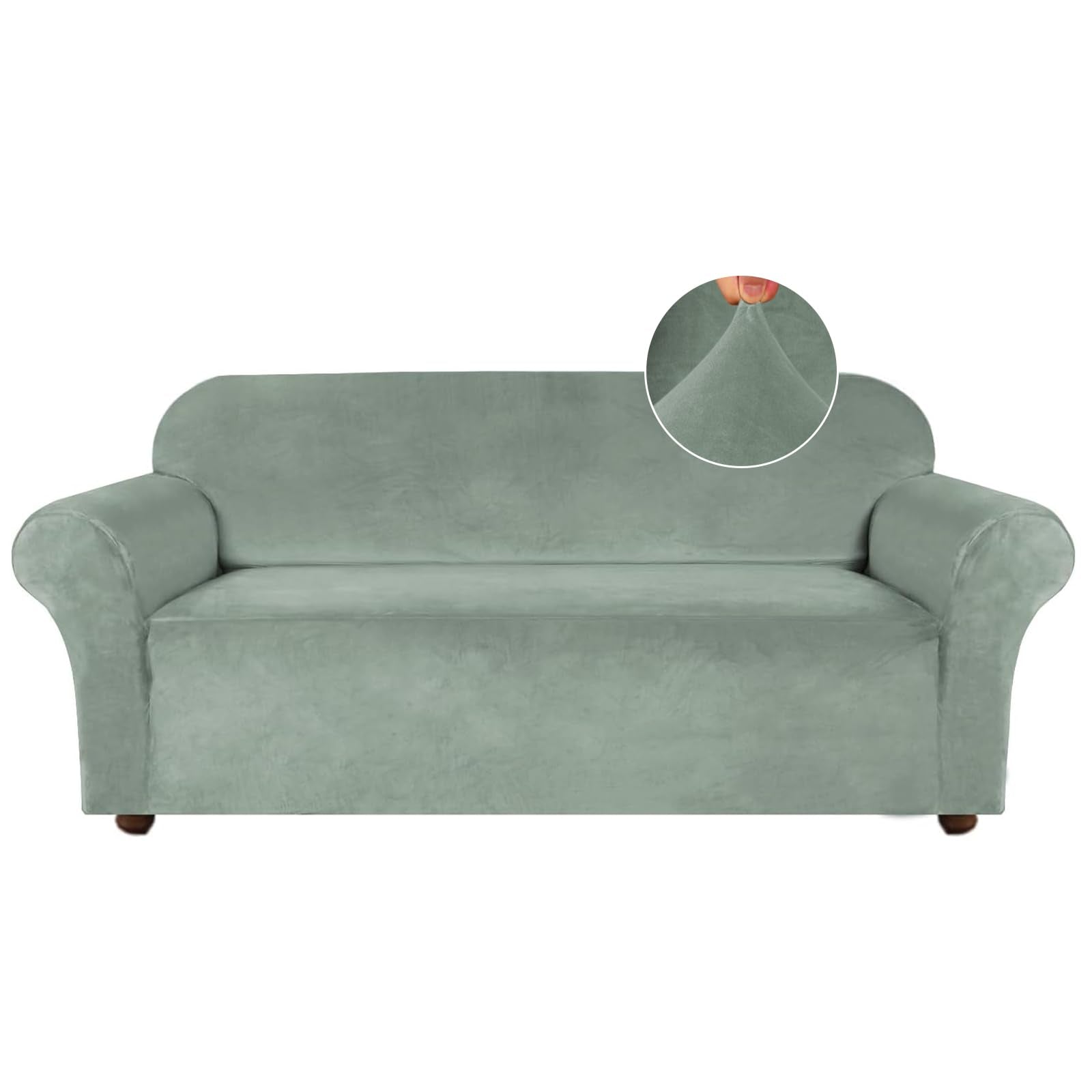 Turquoize Velvet Couch Covers Stretch Oversized Sofa Cover For 3 Cushion Large Couch Cover Thick Velvet Sofa Slipcovers With Non