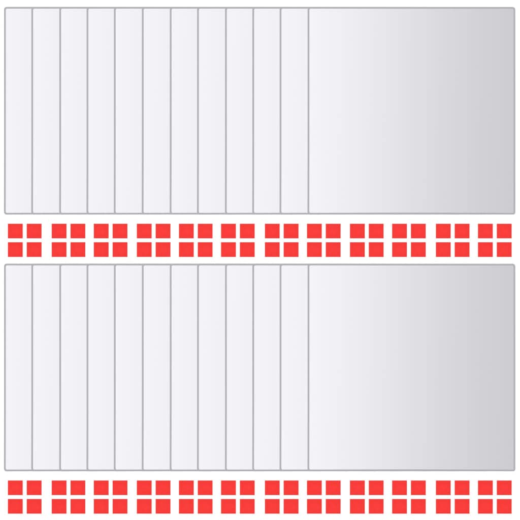 vidaXL 24x Mirror Titles Wall Mirrors Set Home Decor Bathroom Bedroom Living Room Frameless Mirrors Sheets Included Stickers Square Glass