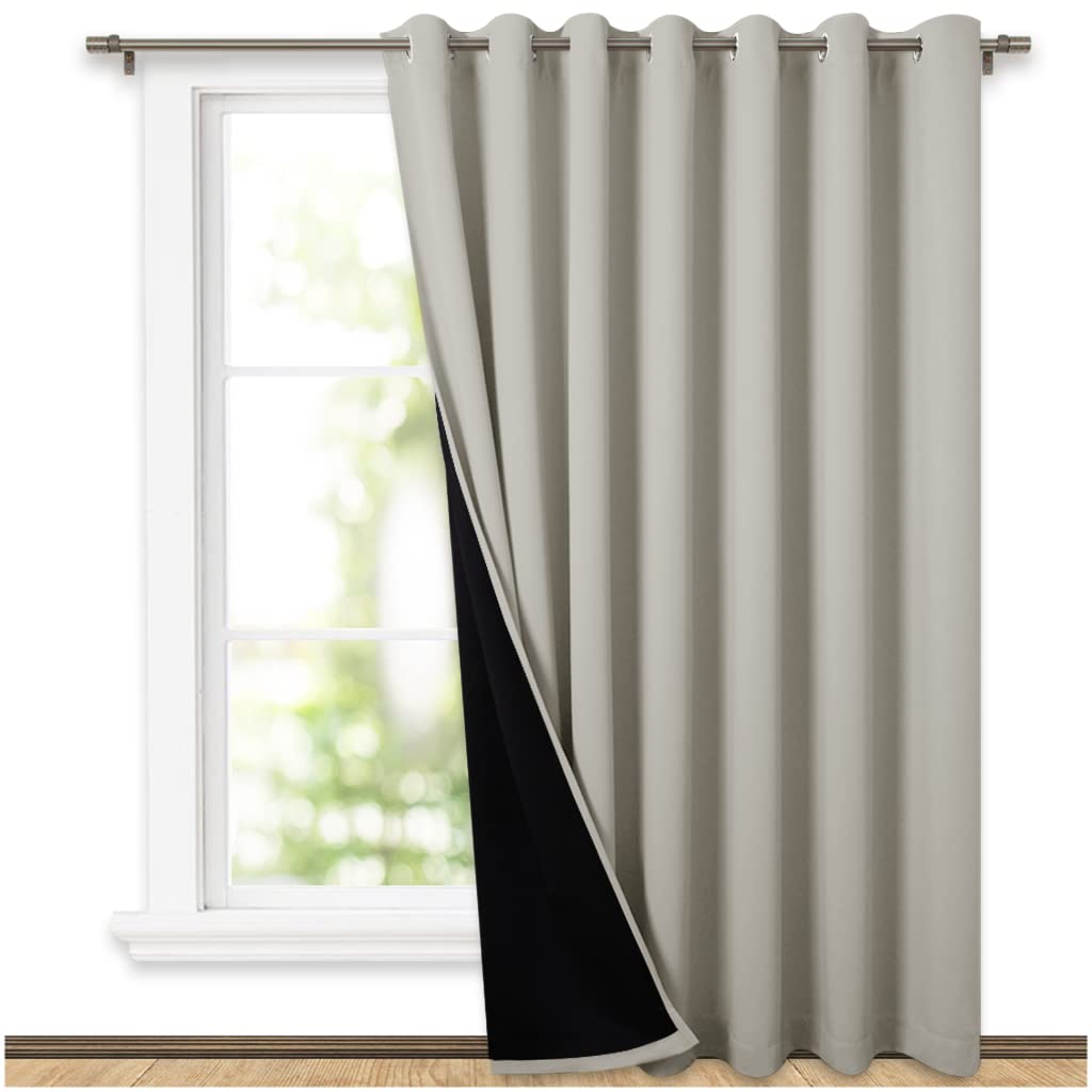Nicetown Natural Full Shading Wall Curtains For Patio Door, Super Heavy-Duty Thermal Backing Sliding Glass Door Drape, Privacy A
