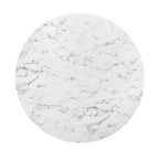 Modway Lippa 54" Mid-Century Dining Table with Round Artificial Marble Top in Gold White