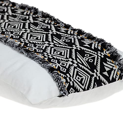 HomeRoots 100% Cotton Black and White Patched Throw Pillow