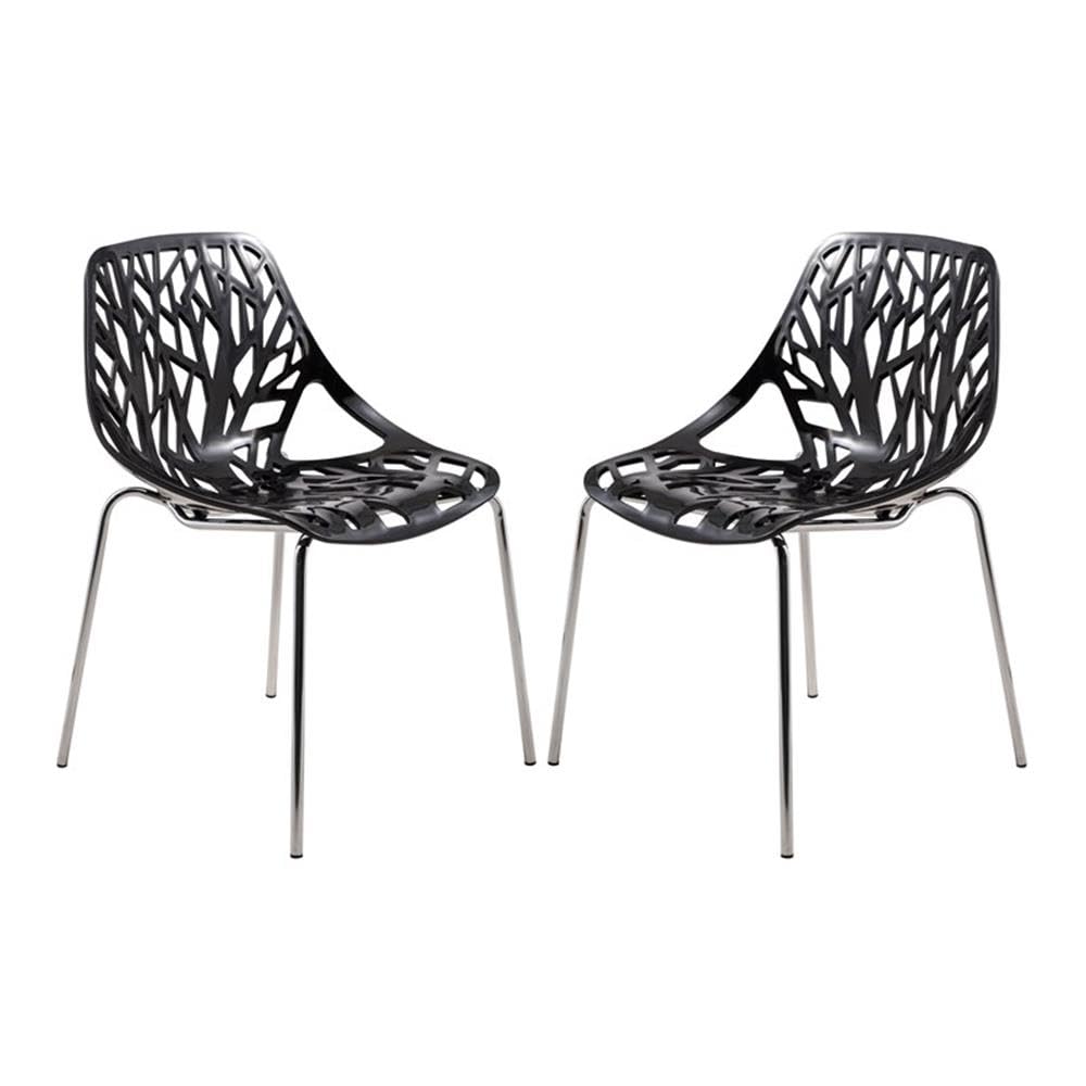 LeisureMod Modern Mint Dining Chair Set of 2 with Chromed Legs - Stylish Dining Room Chairs