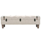 vidaXL 43.7” Cream Fir Wood & Fabric Storage Bench- Durable, Stylish & Comfortable- Ample Storage, Easy Assembly