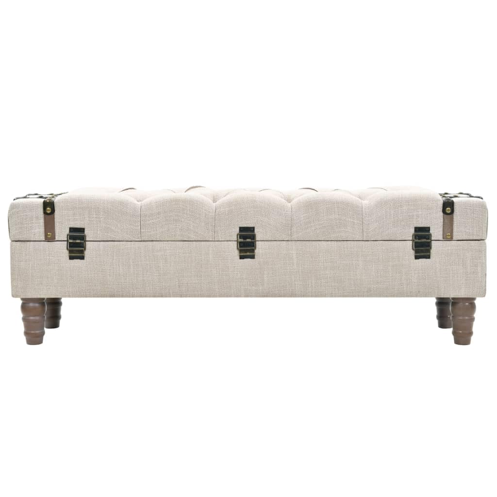 vidaXL 43.7” Cream Fir Wood & Fabric Storage Bench- Durable, Stylish & Comfortable- Ample Storage, Easy Assembly