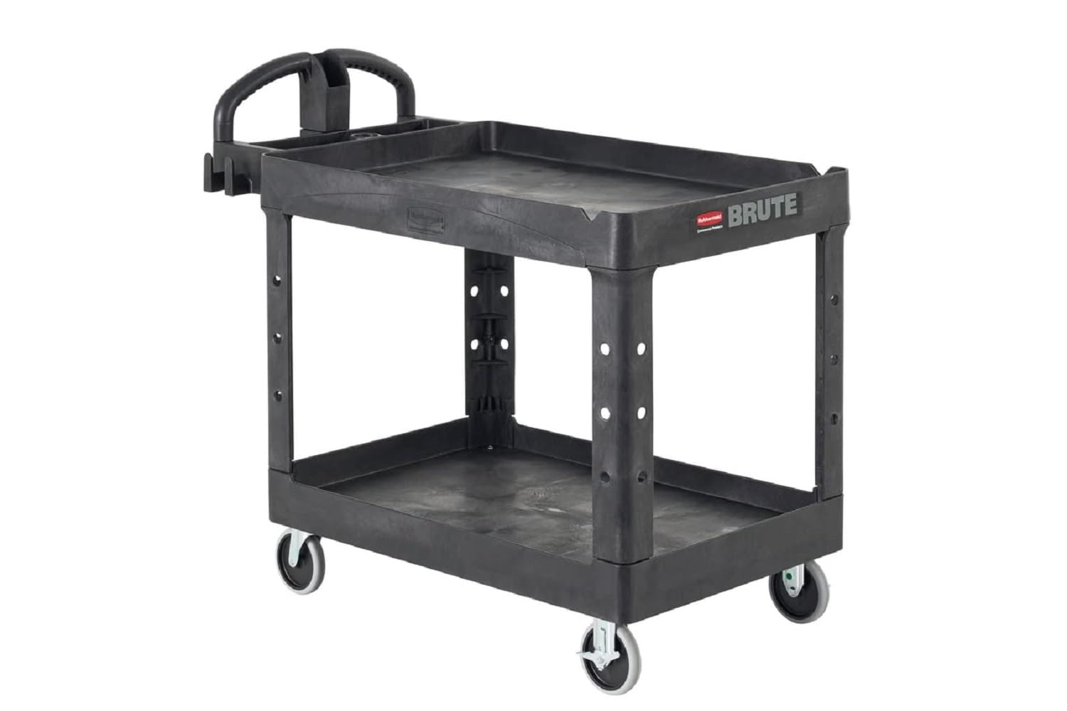 Rubbermaid Commercial Products 2-Shelf Utility/Service Cart, Medium, Lipped Shelves, Ergonomic Handle, 500 Lbs Capacity, for War