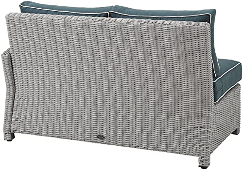 Crosley Furniture KO70015GY-NV Bradenton Outdoor Wicker Right Corner Sectional Loveseat, Gray with Navy Cushions