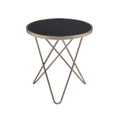 Benzara Valora End Table Black Glass/Champagne