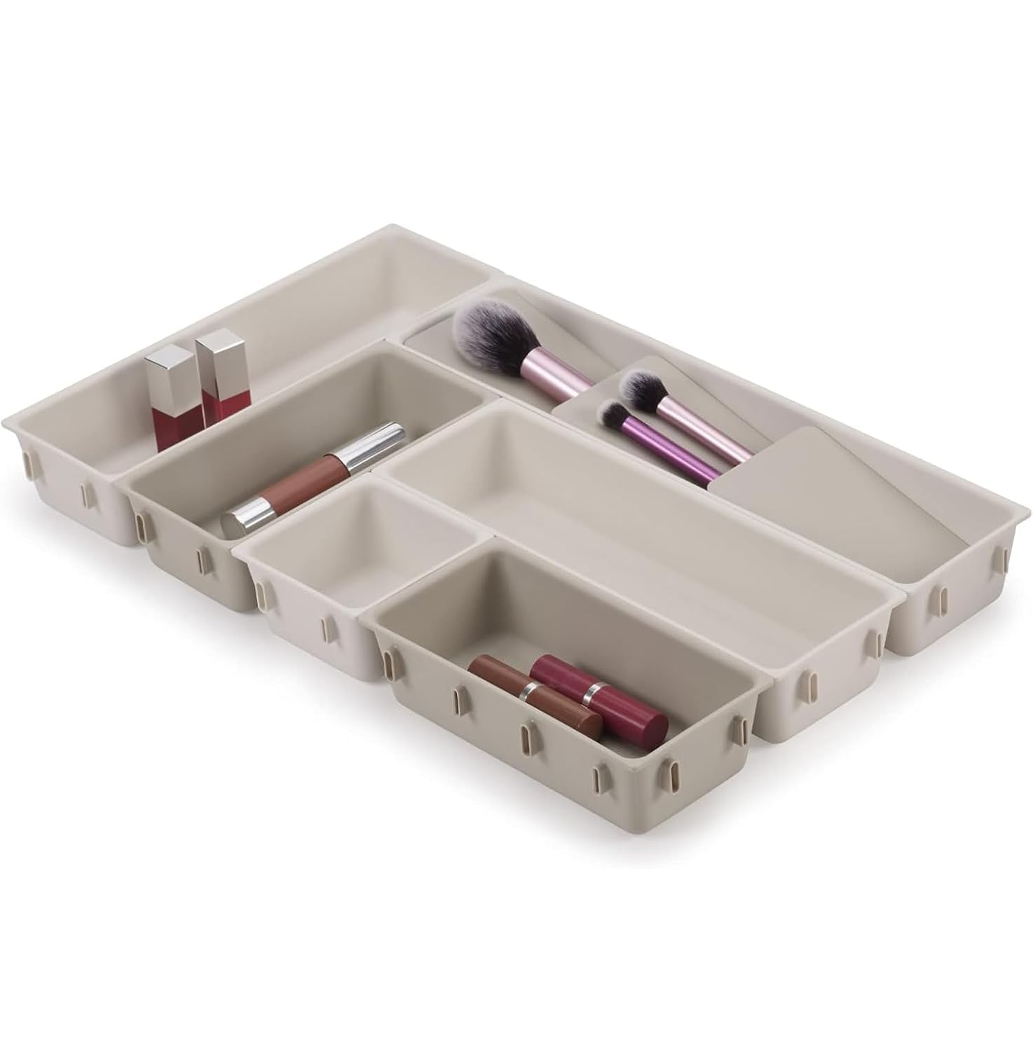 Honbuty 8 Pcs Makeup Kitchen Organiser Use For Home, Kitchen, Bedroom Makeup Beauty Drawer Organiser Set Storage Boxes Dividers 