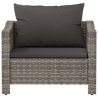 vidaXL Modern Patio Lounge Set - Gray Poly Rattan Garden Armchair with Cushion and Assembly Manual - Durable with Powder-Coated Steel Frame