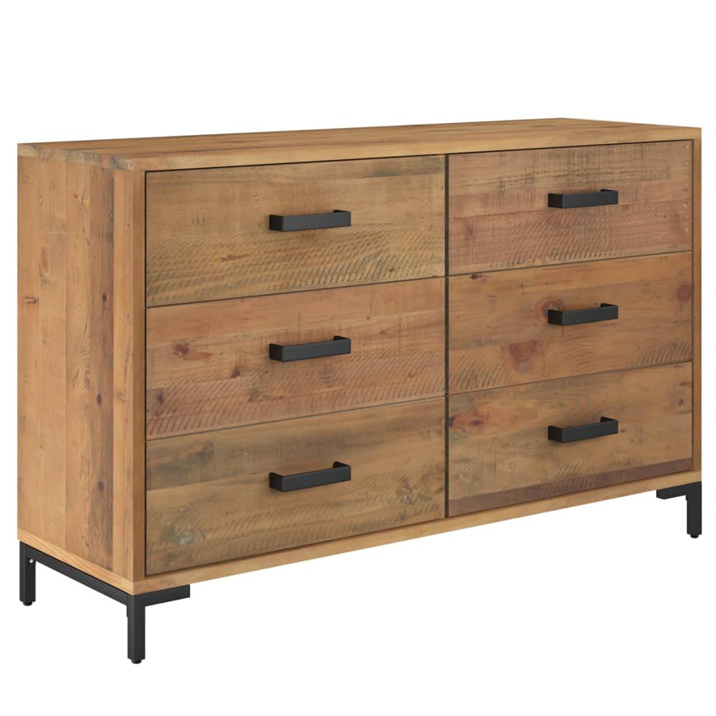 vidaXL Solid Wood Pine Sideboard 43.3&quot;x13.8&quot;x27.6&quot; - Brown, Industrial, Vintage-Inspired Living Room Storage Solution