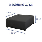 Purefit Super Stretch Form Fit Square Ottoman Cover Rectangle - Ottoman Slipcovers For Foot Stool & Folding Storage Furniture For Living Room With Nonslip Elastic Bottom (Medium-Xl, Dark Gray)