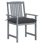 vidaXL Patio Chairs 4 Pcs Outdoor Set with Cushions Gray Solid Acacia Wood - Garden Chairs for Deck, Patio, Backyard
